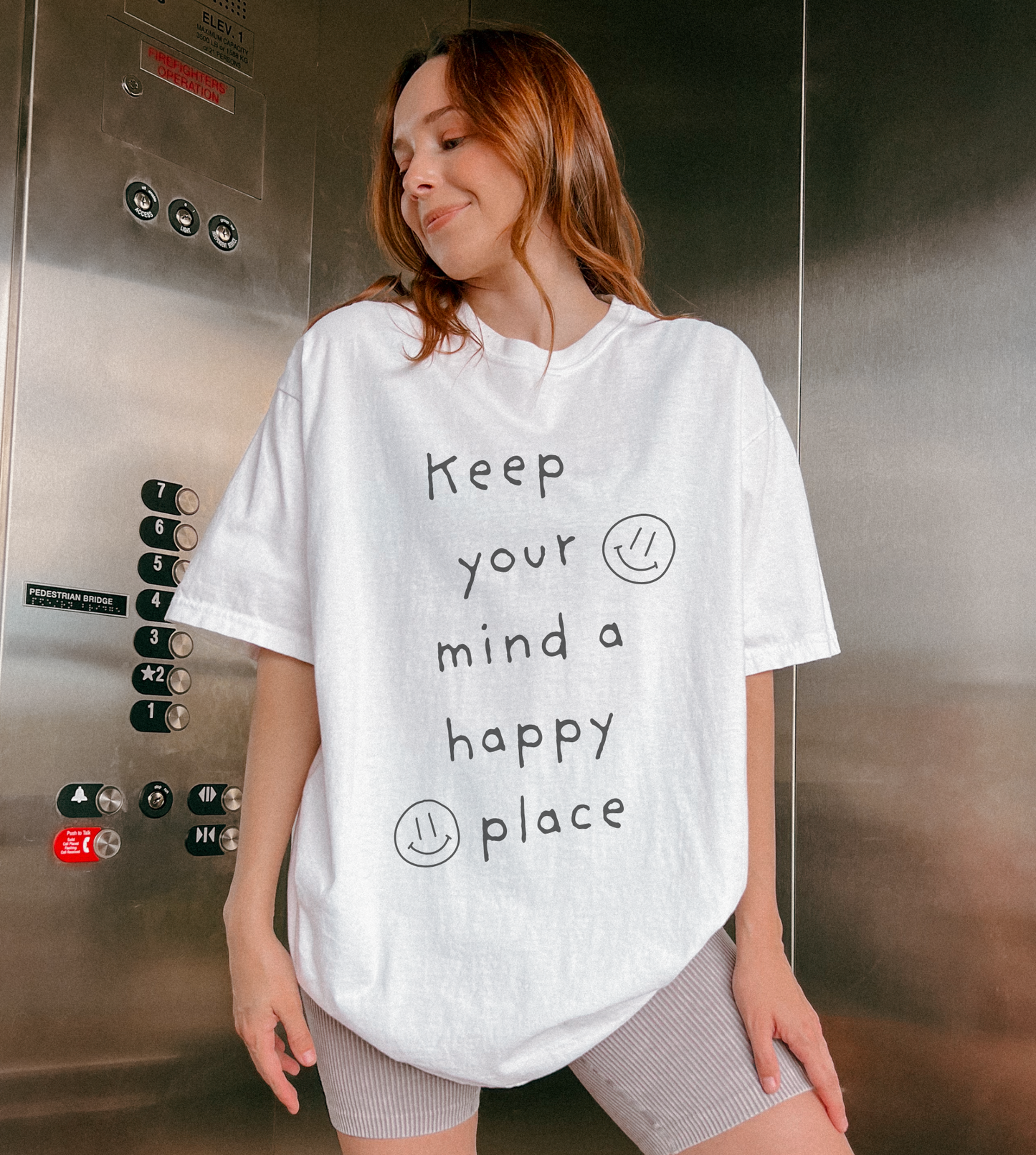 Keep Your Mind A Happy Place Smiley Face Short-Sleeve Unisex T-Shirt