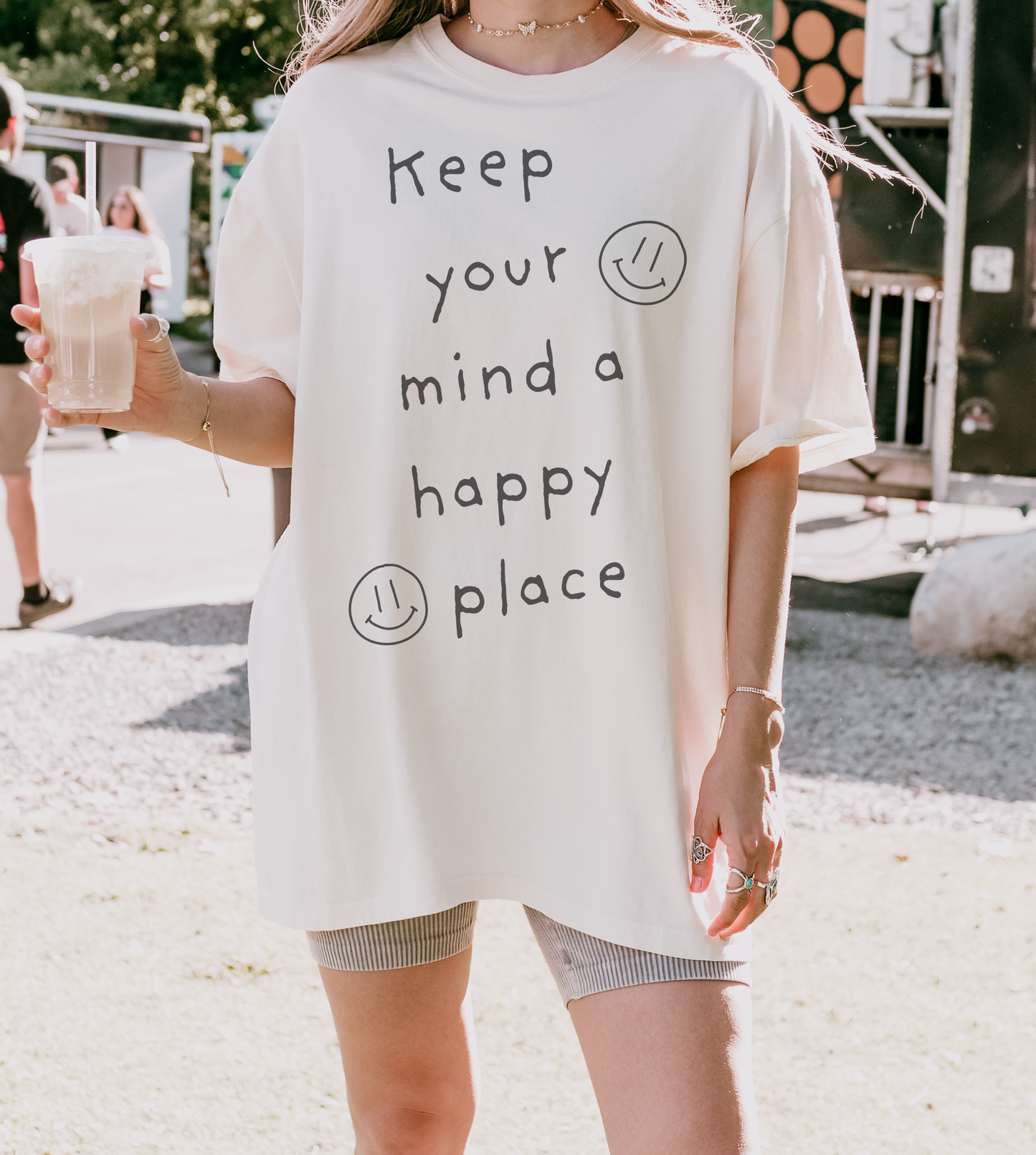 Keep Your Mind A Happy Place Smiley Face Short-Sleeve Unisex T-Shirt