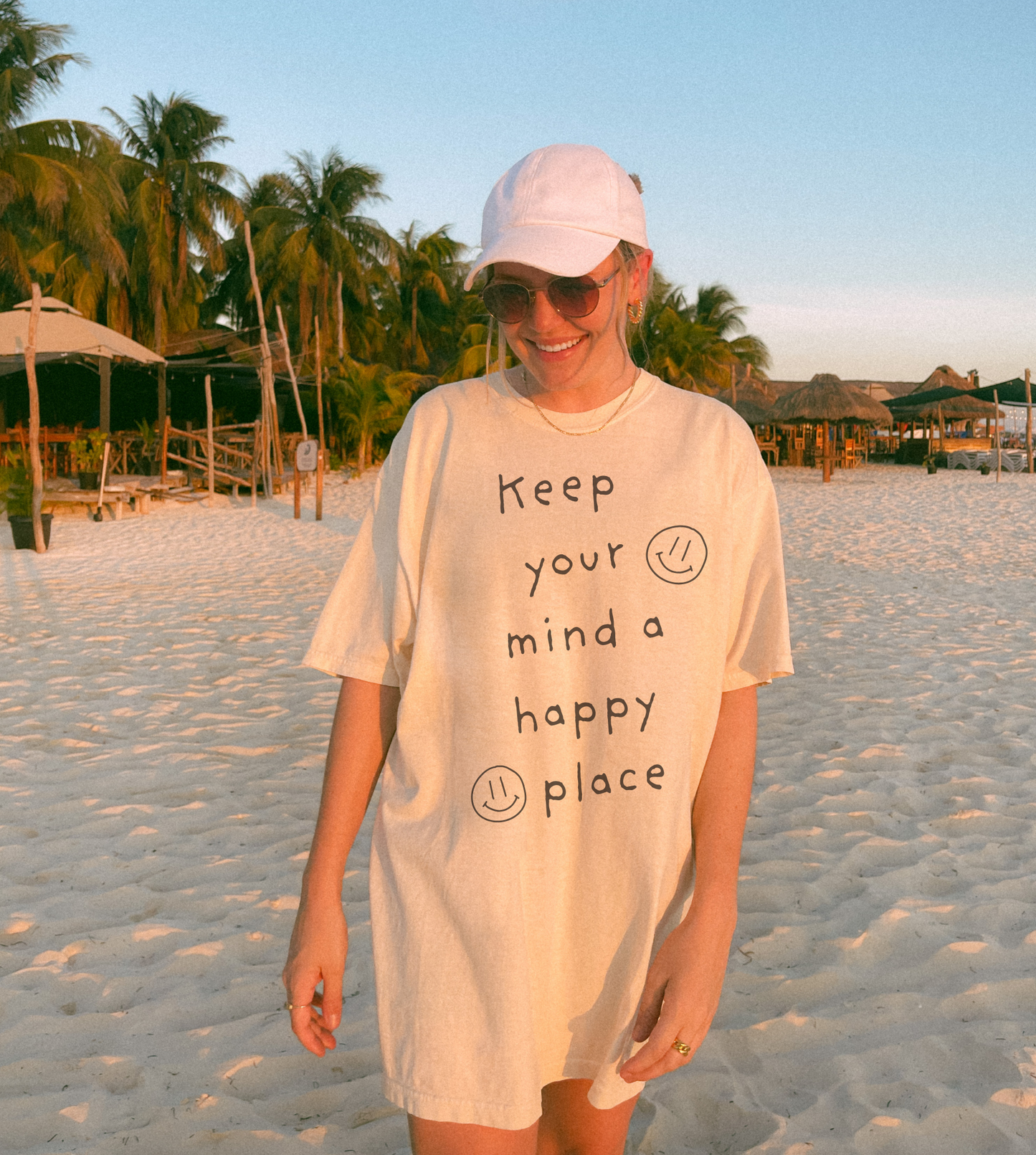 Keep Your Mind A Happy Place Smiley Face Short-Sleeve Unisex T-Shirt