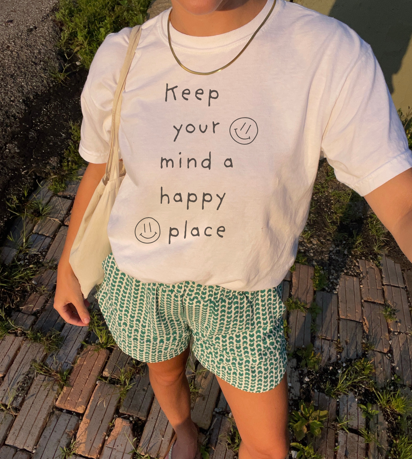 Keep Your Mind A Happy Place Smiley Face Short-Sleeve Unisex T-Shirt