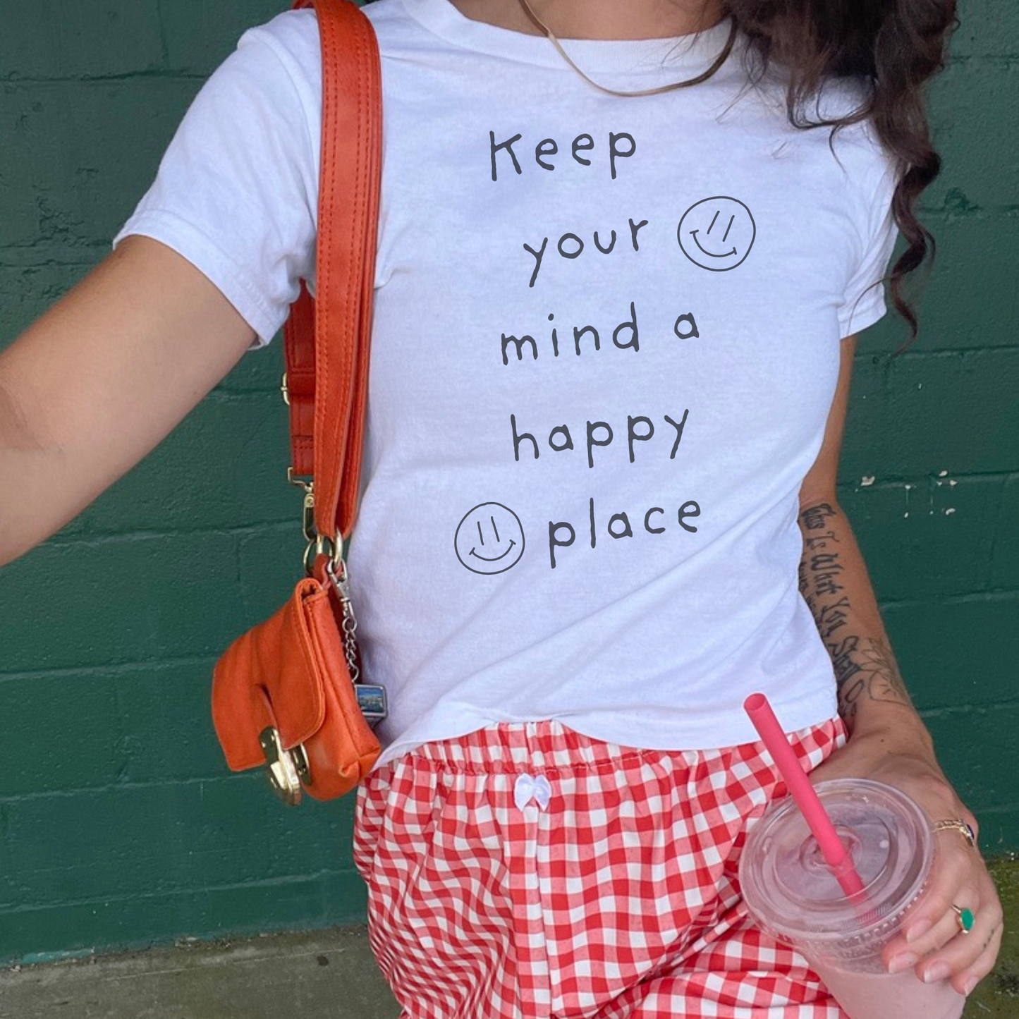 Keep Your Mind A Happy Place Smiley Face Short-Sleeve Unisex T-Shirt